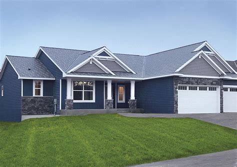 dark blue metal roof on ranch house|blue metal roof house exterior.